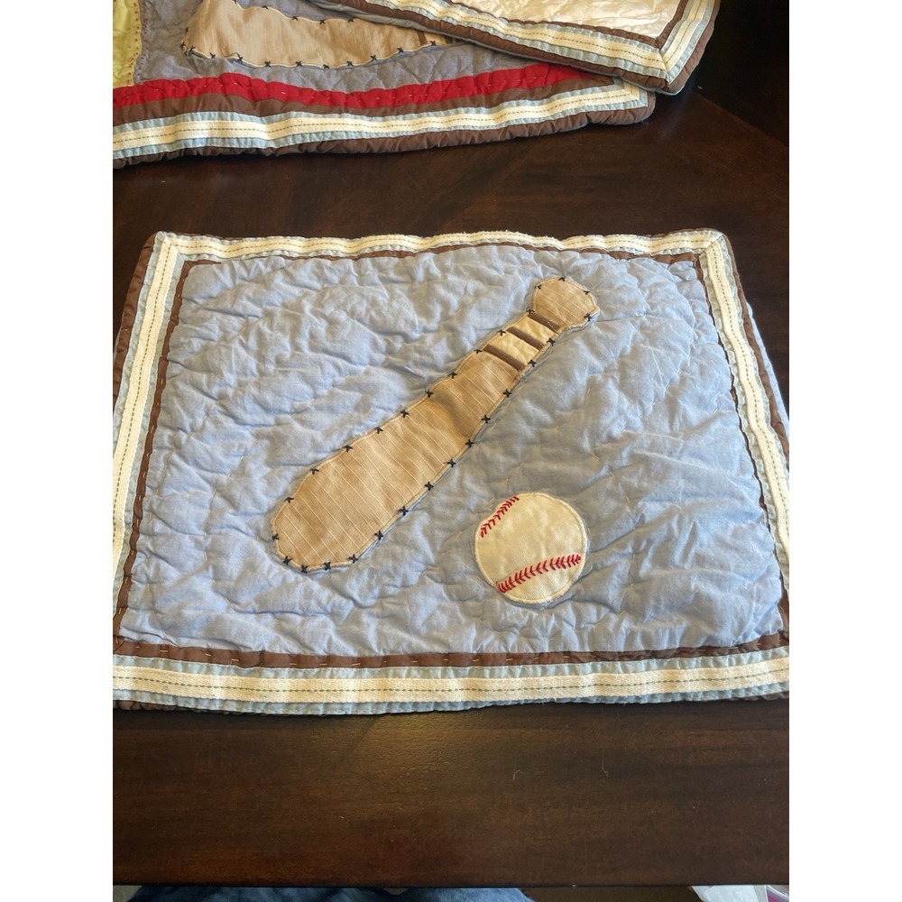 5 Pottery Barn kids Quilted Baseball Basketball pillow shams junior varsity - Picture 5 of 13